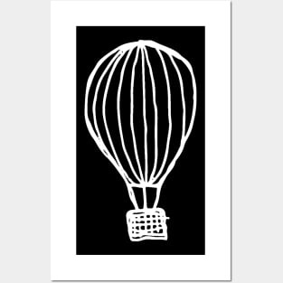 Hot Air Balloon Doodle White Posters and Art